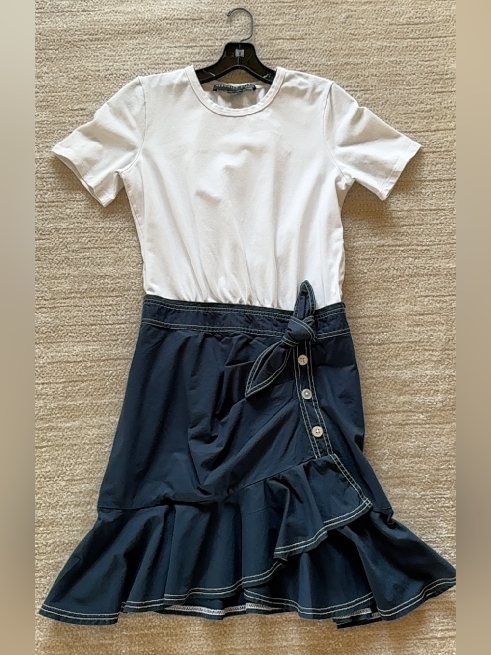 Veronica Beard White Top Navy Skirt Mini Dress